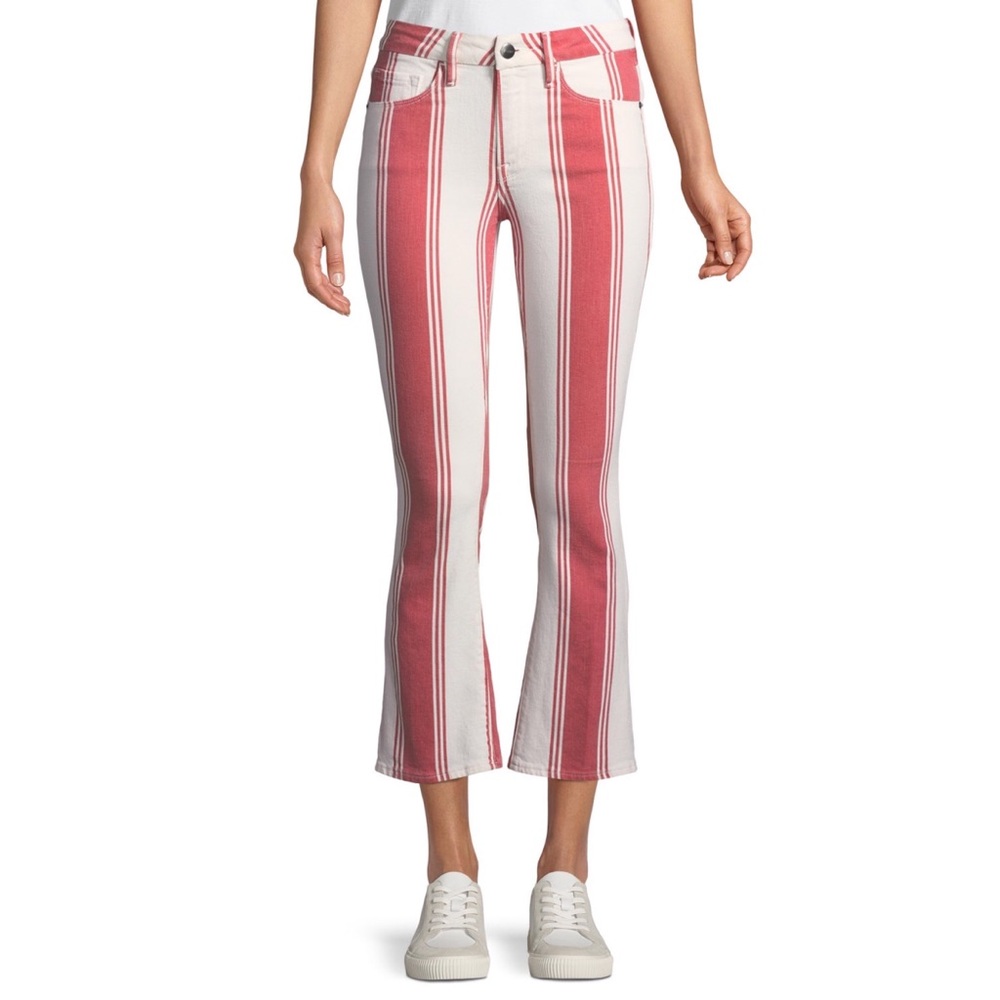 Frame Denim Red and White Striped Ankle Jeans